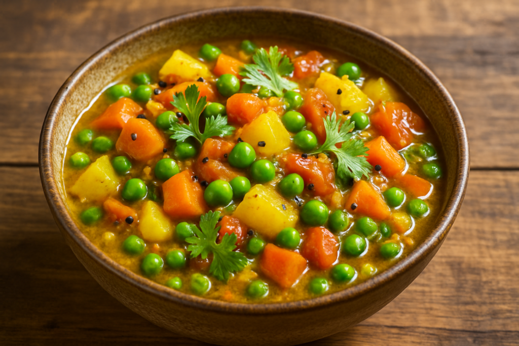 Indo-Kiwi vegetarian curry with fresh vegetables and spices