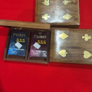 Handcrafted Wooden Playing Card Holder (2-Deck Box)