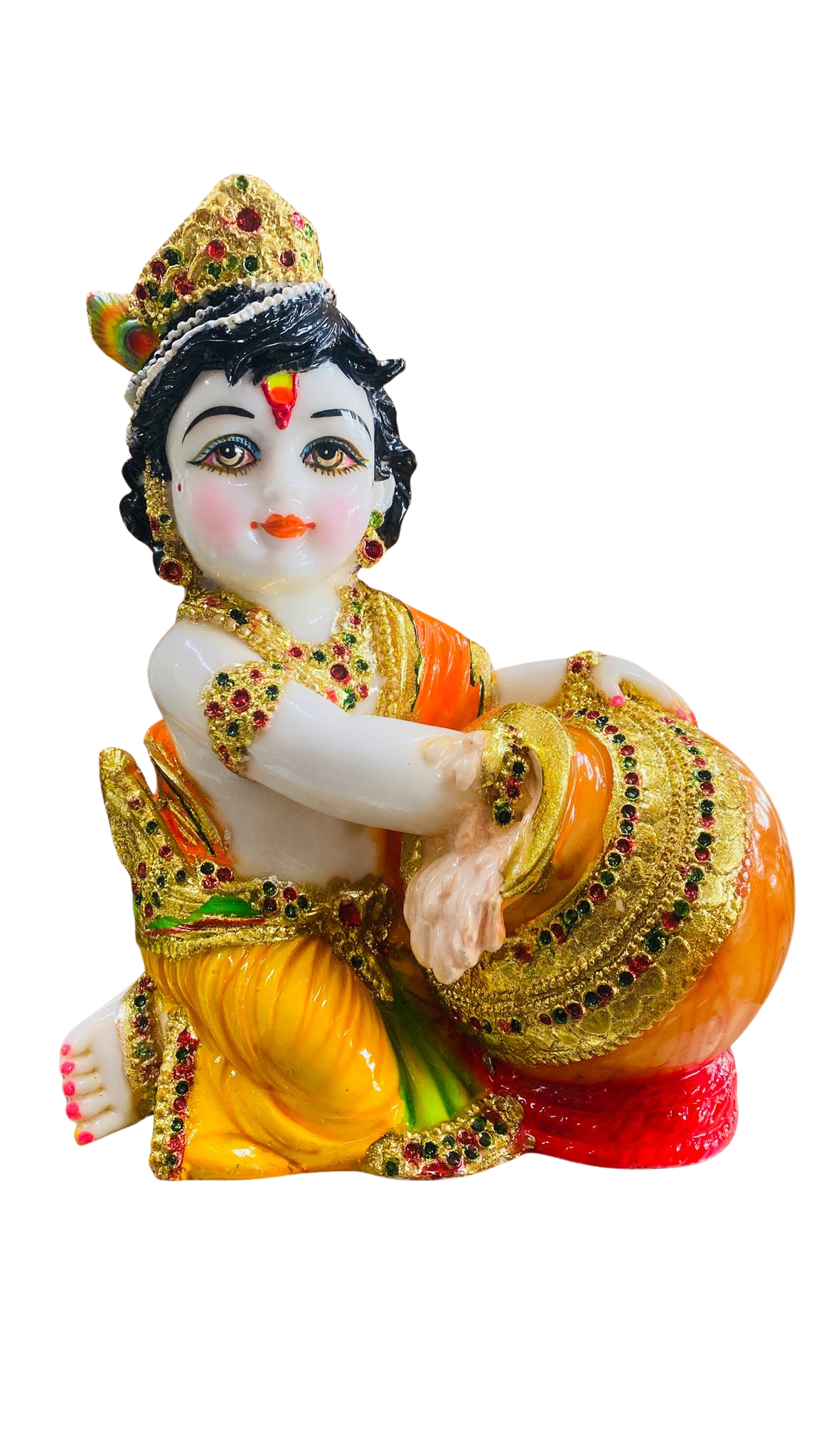10-Inch Bal Krishna With Matki – Premium Decorative Idol